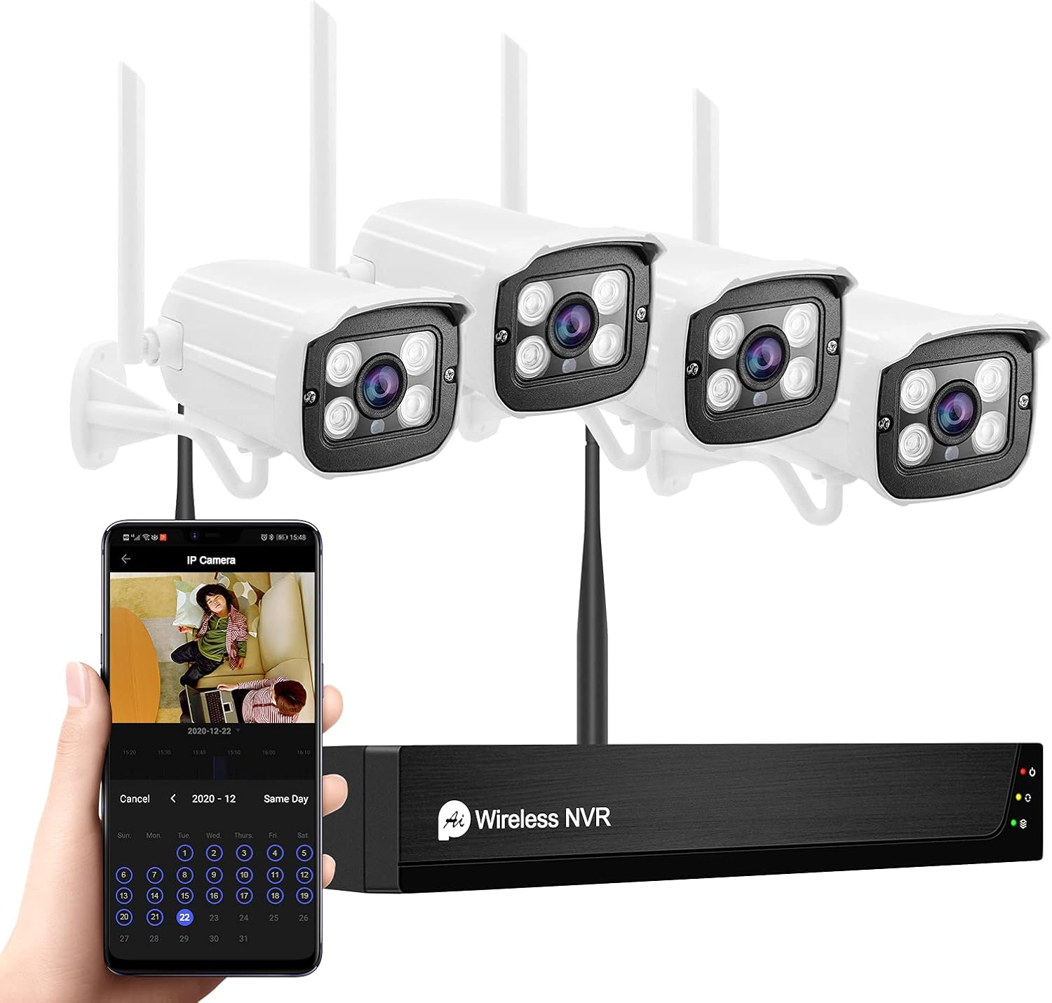 1080P 8CH NVR 4Pcs WiFi IP Surveillance Camera with 1TB Hard Drive Y733408