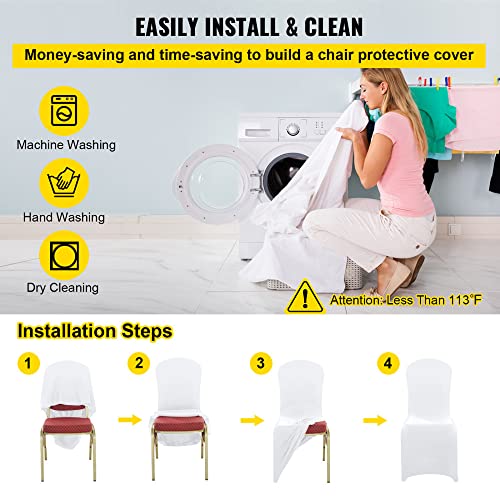 100Pcs White Spandex Stretch Chair Covers G991