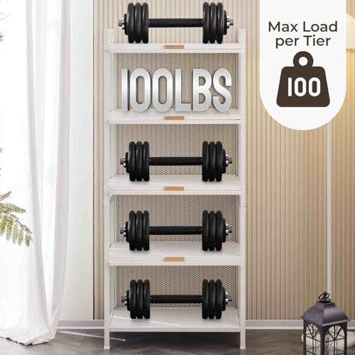 White 5 Shelf Cabinet with Door and Shelves C41757