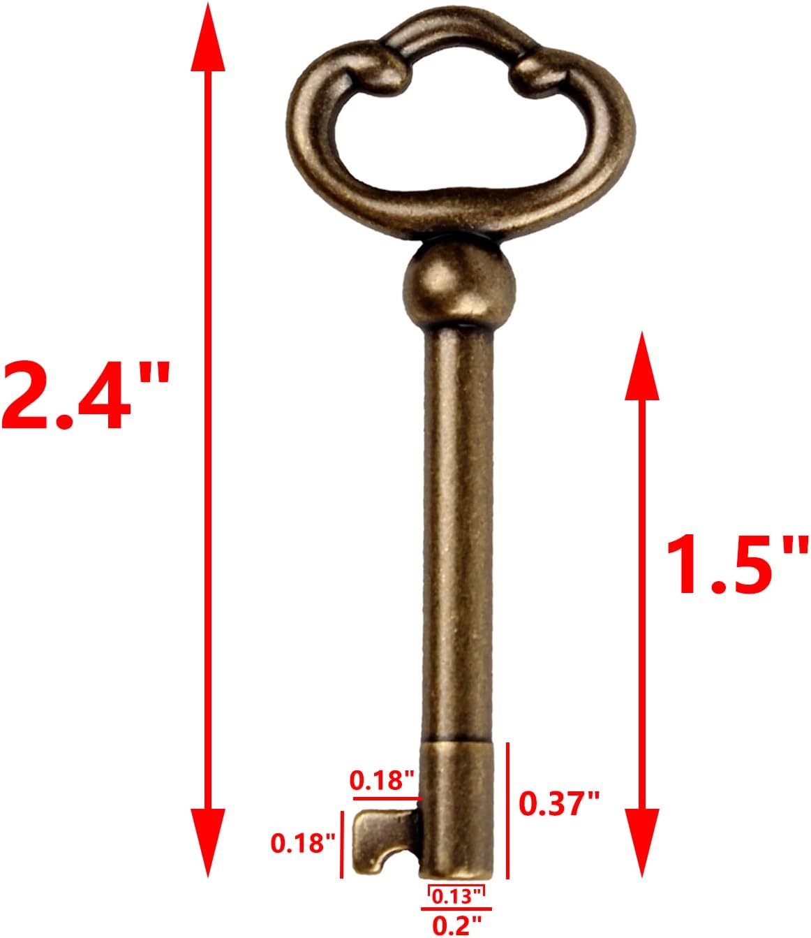 Antique Brass Plated Hollow Barrel Skeleton Key (2 Pack) D334
