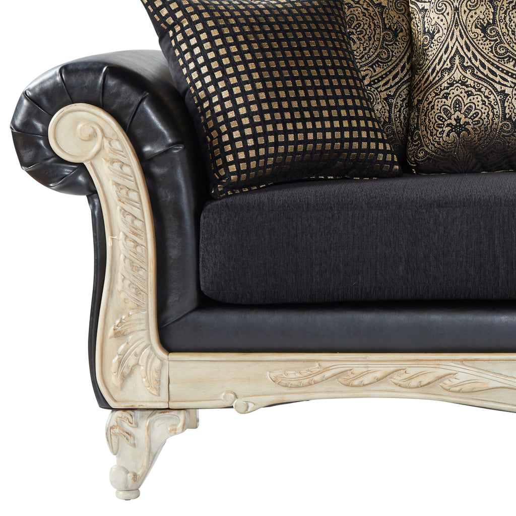 Wood Frame Faux Leather Sofa and Loveseat with 3-Piece Tables Set B853743