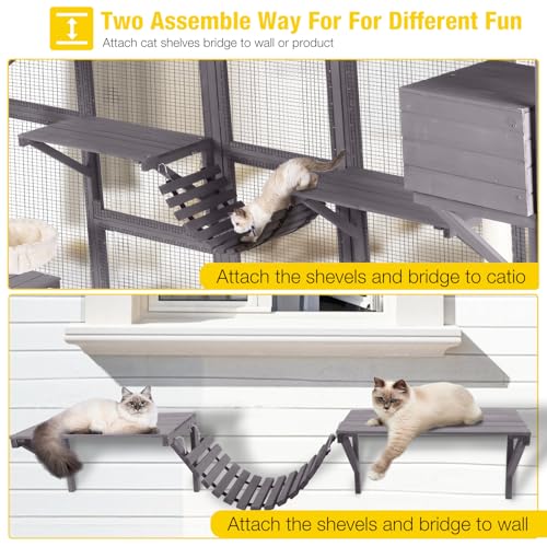 Large 3 Tiers Cat Enclosure with 6 Platforms and 2 Scratching Posts W250947