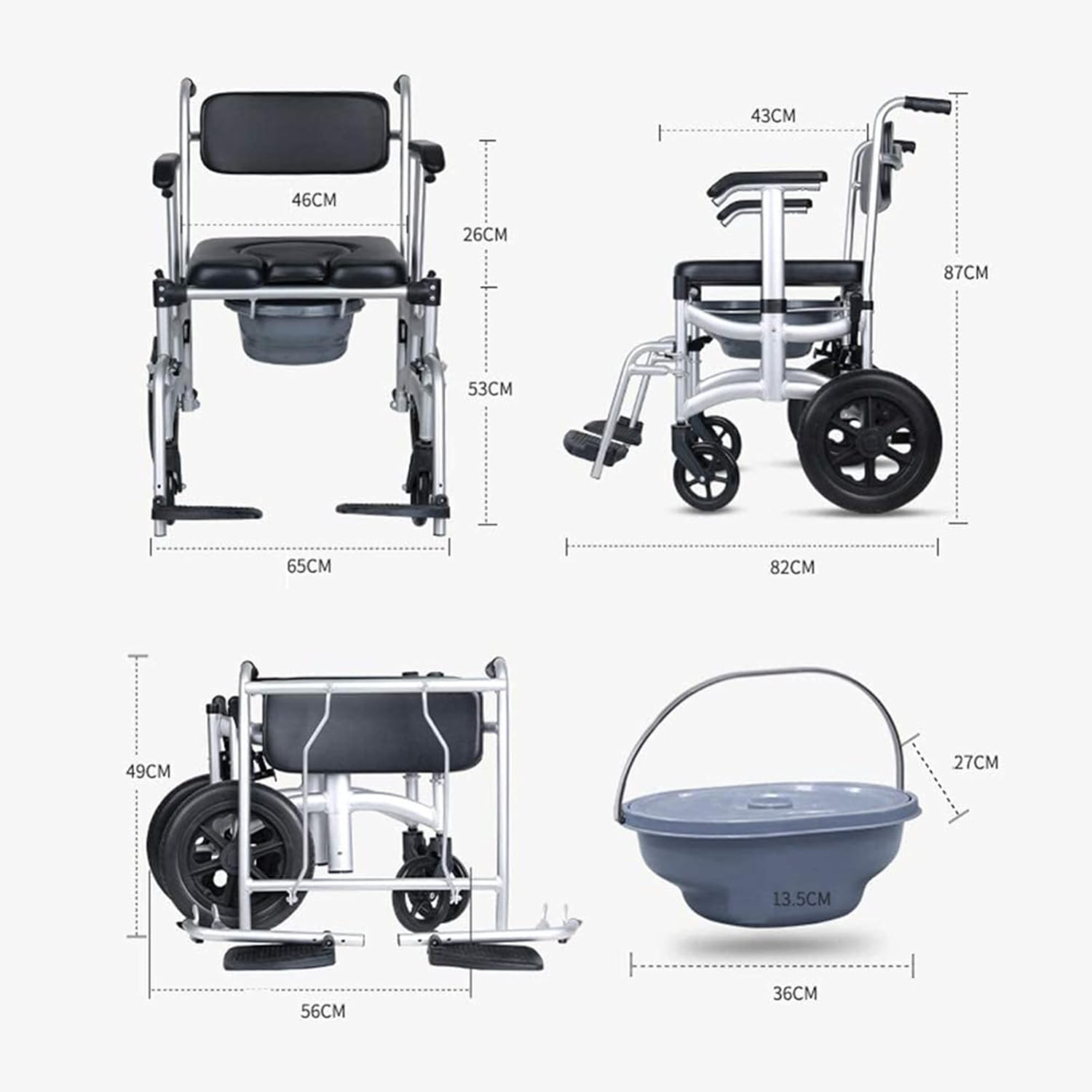 Aluminum Commode Shower Chair with Wheels G264638