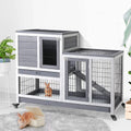 43 Inch Wood Rabbit Hutch with Wheel and 2 No Leak Tray E299935