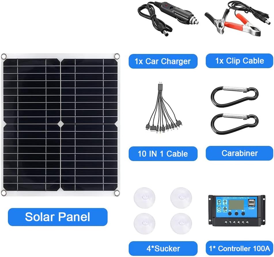 200 Watt 12V Solar Panel Kit with 100A Solar Charge Controller T9051