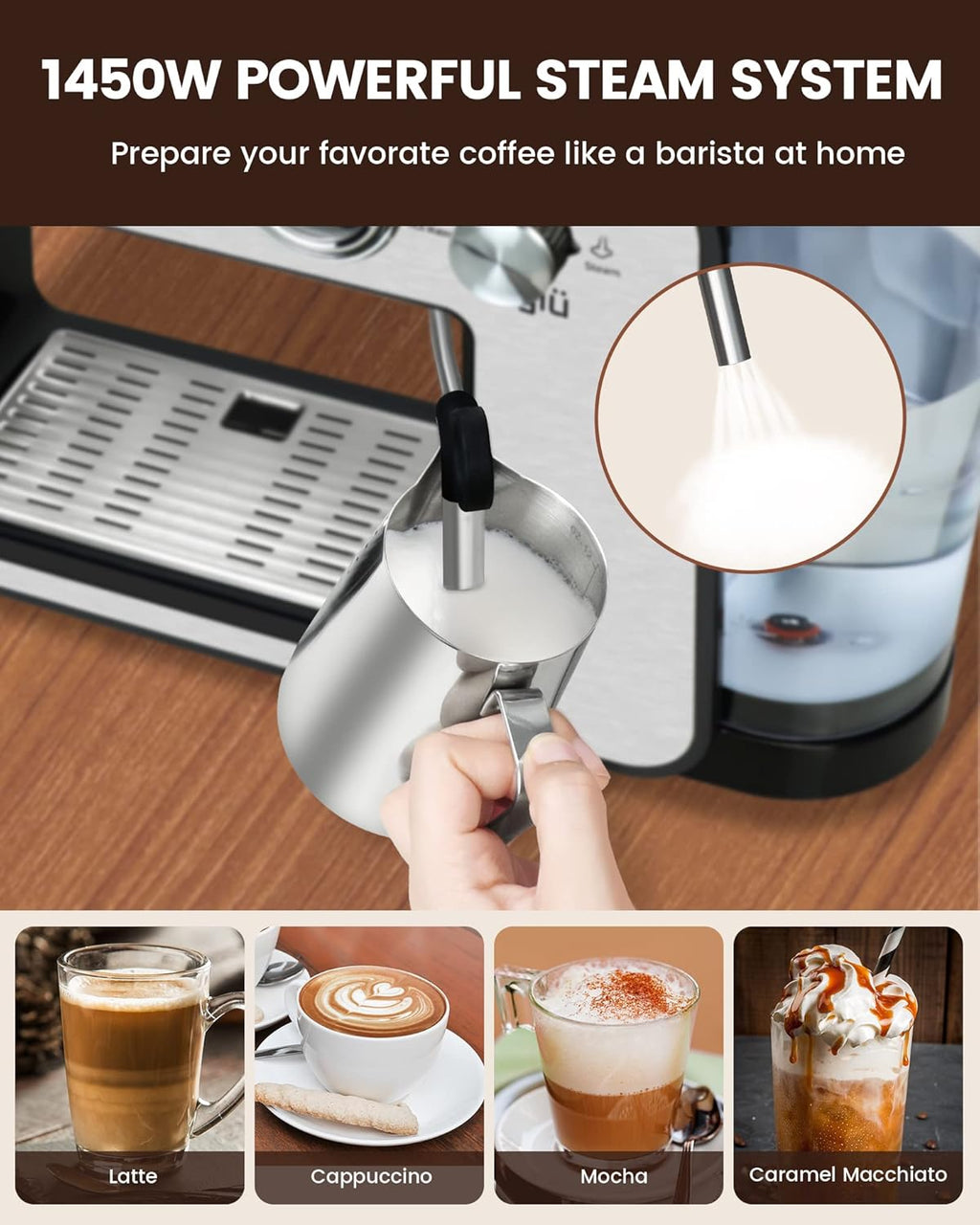 20 Bar Semi-Automatic Espresso Machine with Milk Frother X23032
