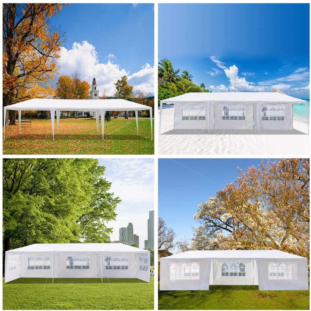 White 10'x30' Outdoor Canopy Tent with 7 Removable Walls A857942