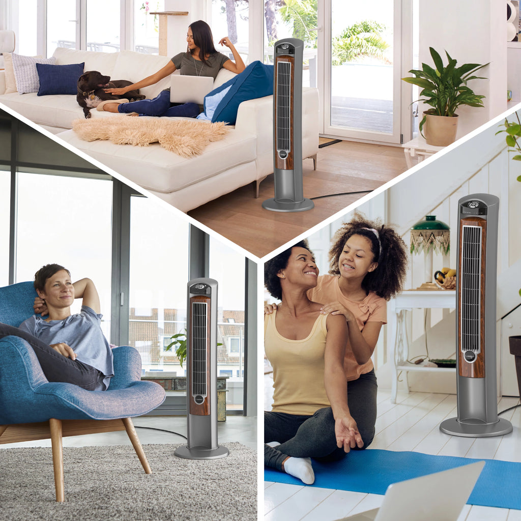 42 Wind Curve Tower Fan with Ionizer, Timer and Remote, Gray B341