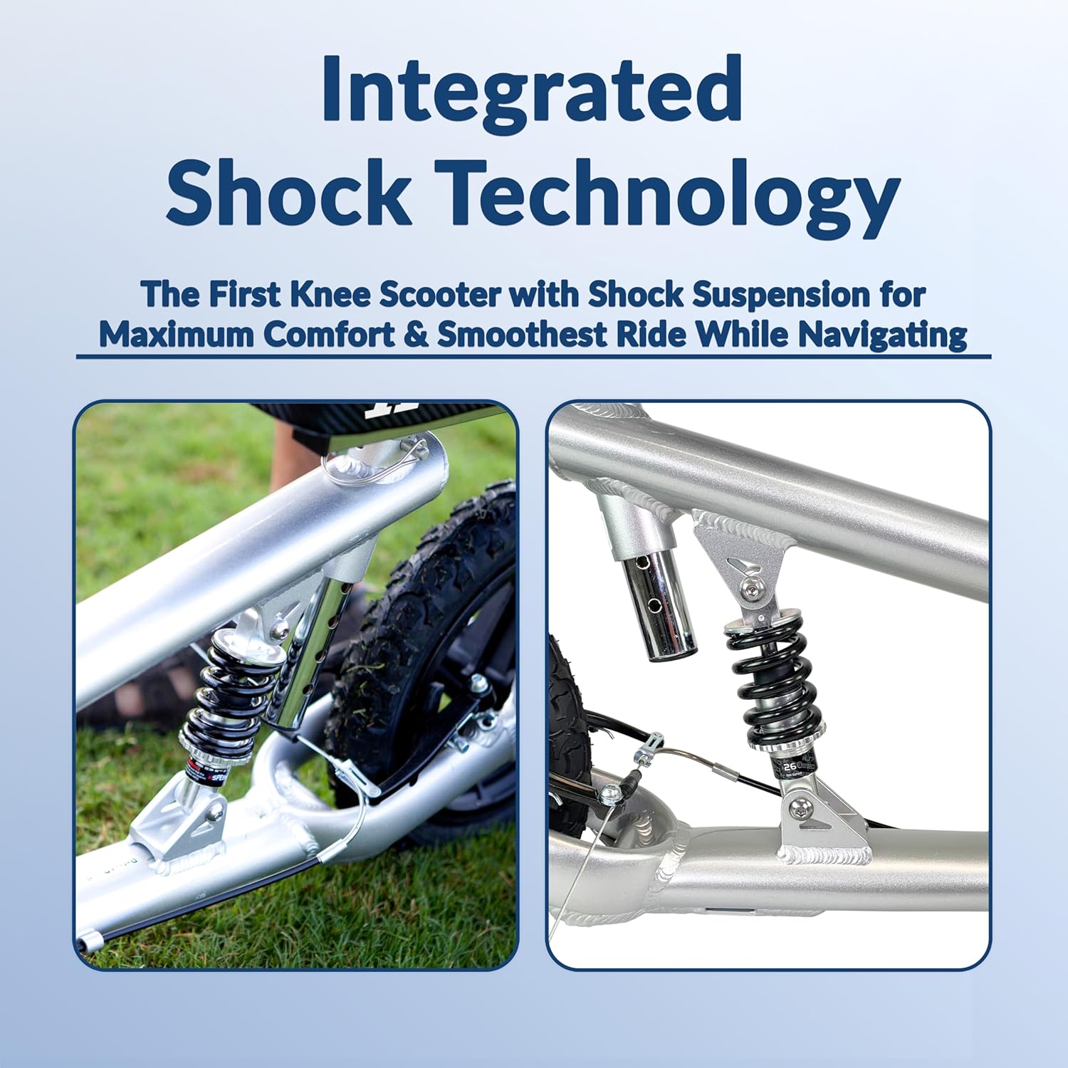 Silver All Terrain Knee Scooter with Shock Absorber U67207