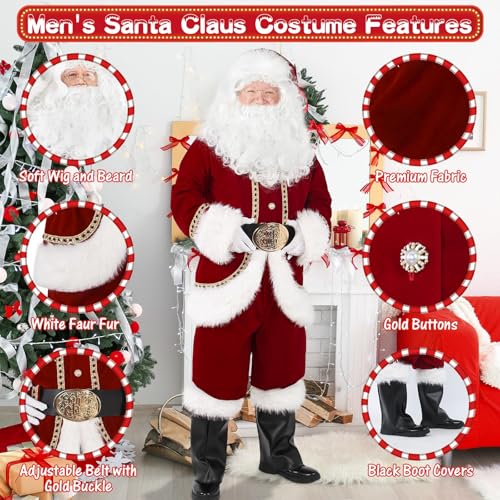 11 Pcs Deluxe Velvet Santa Claus Costume Set F254417