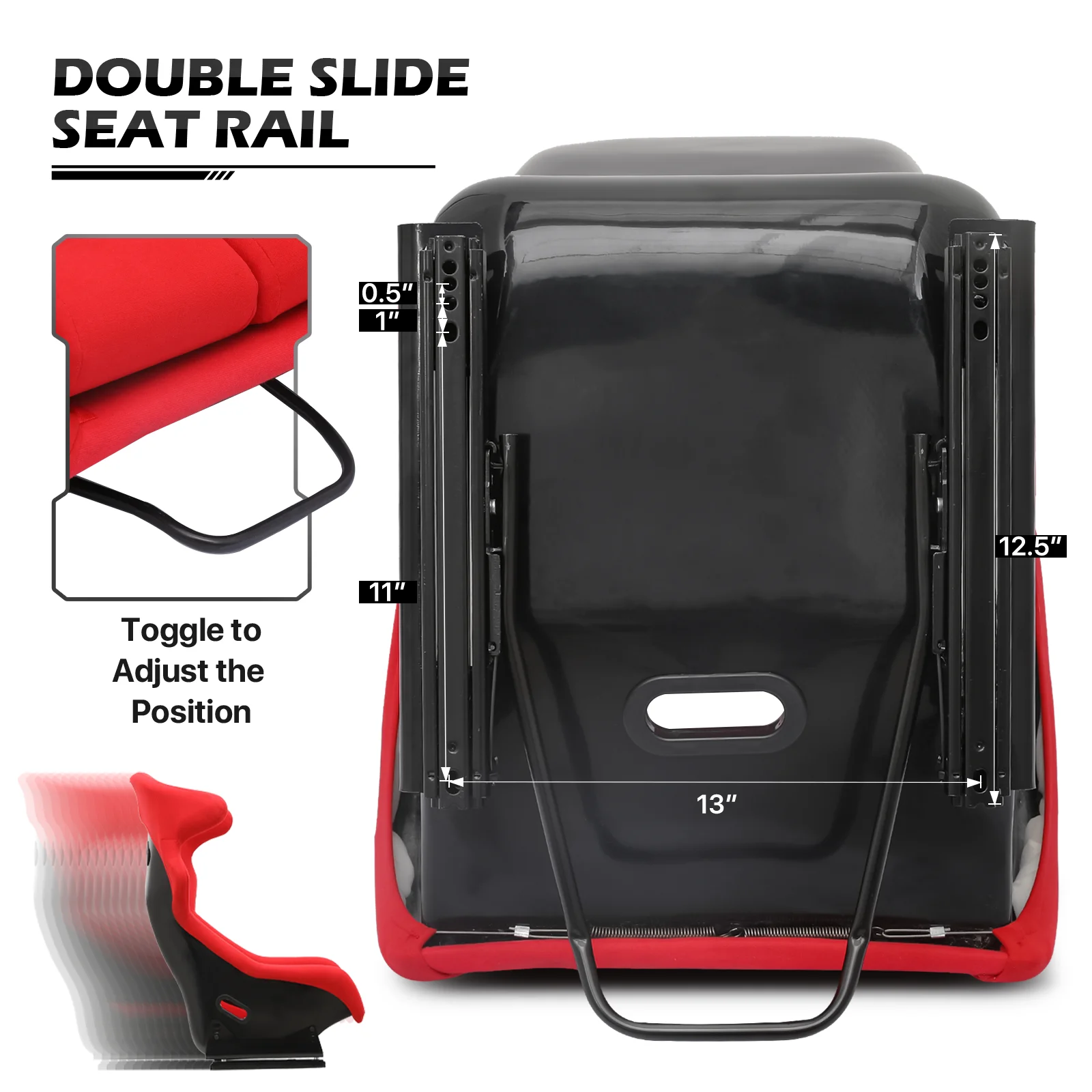Racing Steering Wheel Stand with Racing Seat, Adjustable Slide, Red L476799