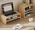 2-Tier Monitor Stand & 4-Tier Desk Paper Sorter Organizer, Light Wood V840