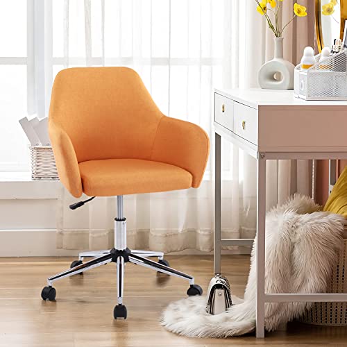 Beige Cotton Linen Swivel Desk Chair with Wheels R957334