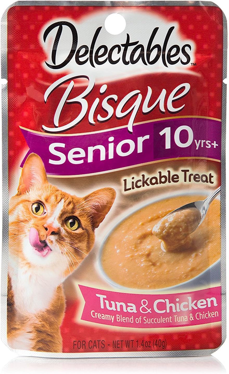 Senior Bisque Lickable Cat Treats Tuna Chicken 4 Pouches N413151