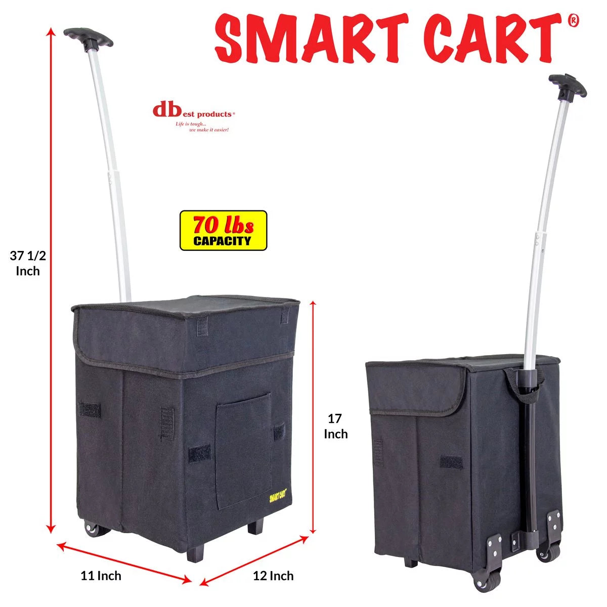 Black Collapsible Rolling Utility Cart L686432