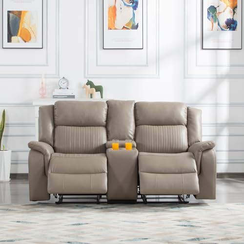 Double Recliner Sofa with Pillow Top Armrest and Storage O663