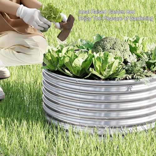 4 Pack 3x3FT Round Galvanized Metal Raised Garden Bed F56385
