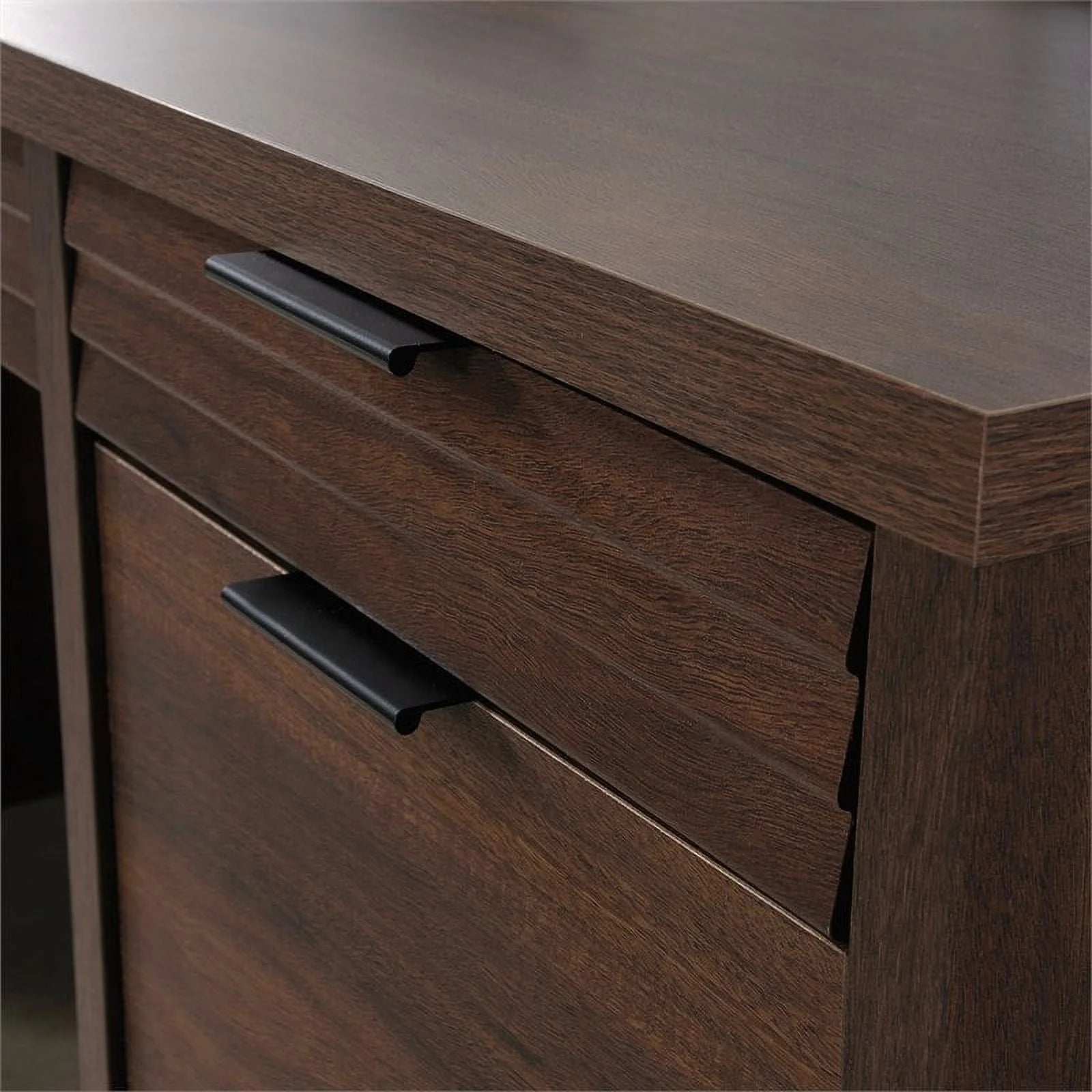 72" Wooden Computer Credenza Desk in Spiced Mahogany V43757
