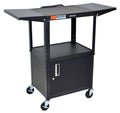 Adjustable Height Steel AV Cart with Cabinet and Drop Leaf V97417