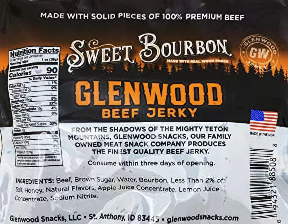 Sweet Bourbon 10 Ounce Resealable Bag Beef Jerky P88534