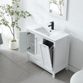 White 36" Bathroom Vanity with Sink and Laundry Hamper, 2 Doors, 1 Drawer C2910