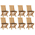 8 pcs Solid Teak Wood Folding Patio Chairs with Taupe Cushions Q71553