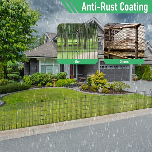 32in H x 23.6ft L Rustproof Metal Fence D935814