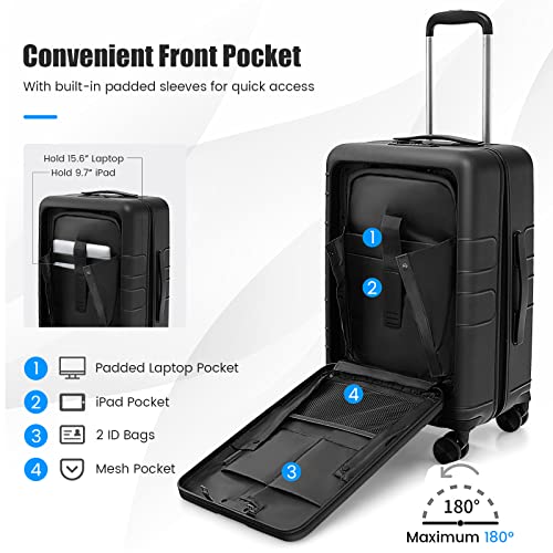 20 Inch PC Hardside Carry On Luggage with Front Pocket K2034