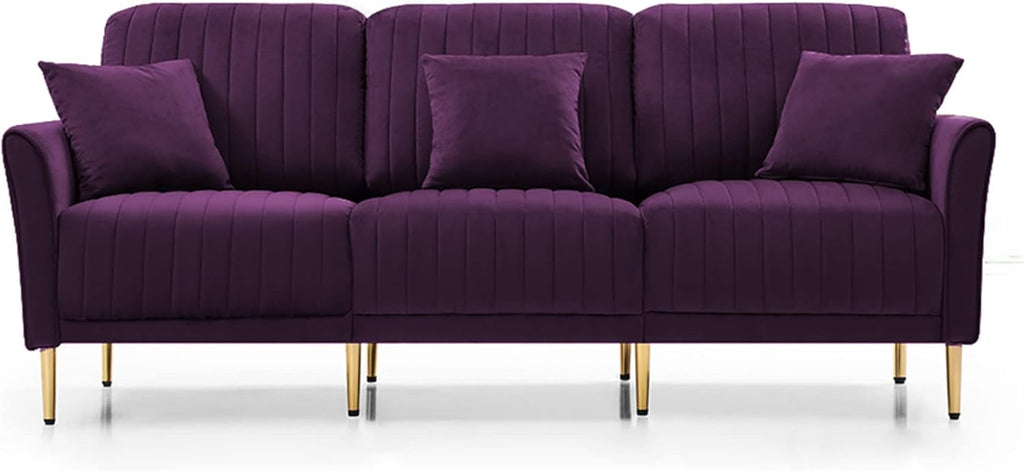 3-Piece Velvet Purple Sectional Sofa Set C9466