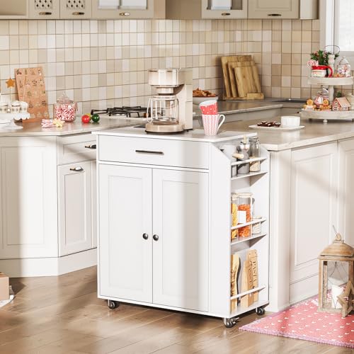Natural and White Kitchen Island with Power Outlet and Drawer Z16608