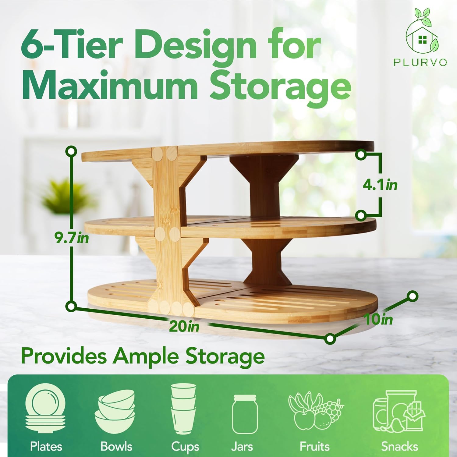 6-Tier Bamboo Plate Organizer S320147