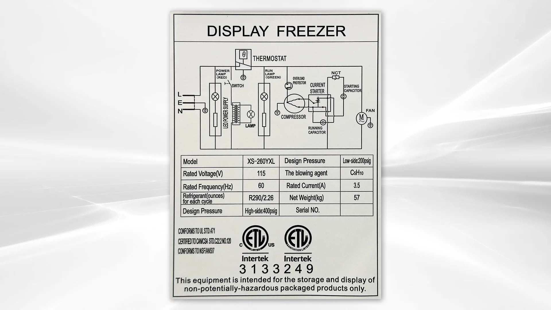 NSF 39 ice cream freezer V51338