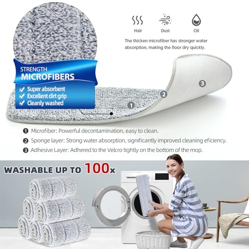 Microfiber Floor Mop with 4 Washable Pads W113