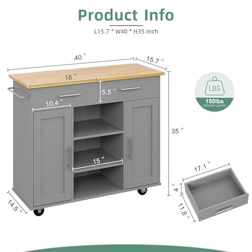 Black Rolling Kitchen Island Cart with Storage O361071