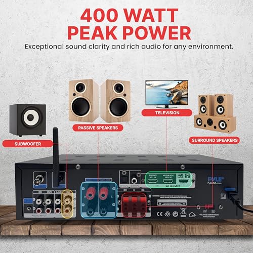 400W Stereo Amplifier Receiver with BT, USB, SD, FM Radio, LED Display U886797
