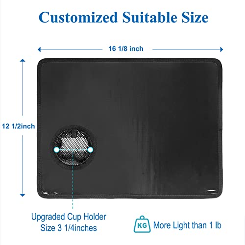 Black Walker Tray with Mesh Pockets and Cup Holder U22623