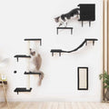 5pcs Wooden Cat Wall Shelves and Scratcher F3562