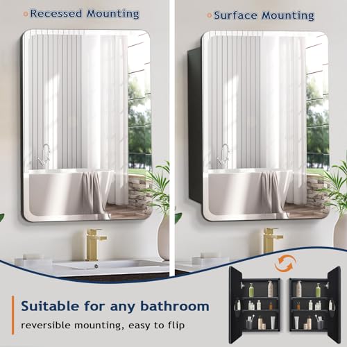 Frameless Beveled Medicine Cabinet Mirror with Storage K590