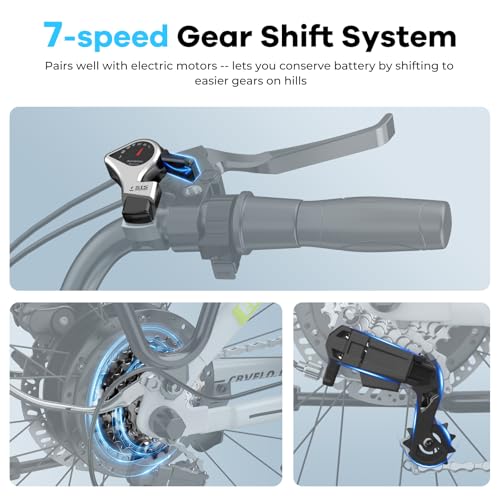 26" Electric Bike with 1000W Motor, 48V Removable Battery, 7-Speed, Front Suspension & LCD Display A867139
