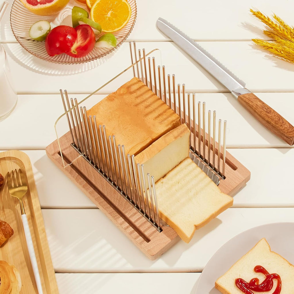 Stainless Steel Bread Slicer Guide with Beechwood Bread Cutting Board P5666