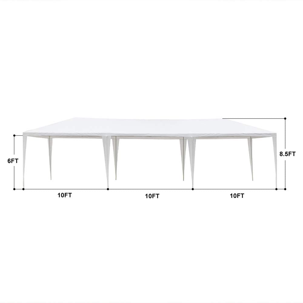 White 10'x30' Outdoor Canopy Tent with 7 Removable Walls A857942