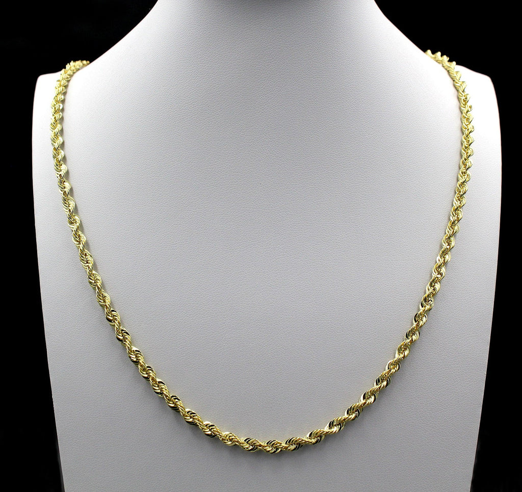Yellow Gold Rope Chain Necklace 4MM 18" A45504