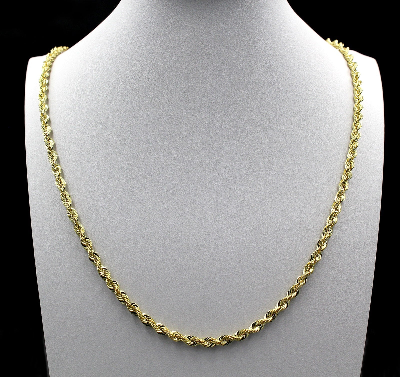 Yellow Gold Rope Chain Necklace 4MM 18" A45504