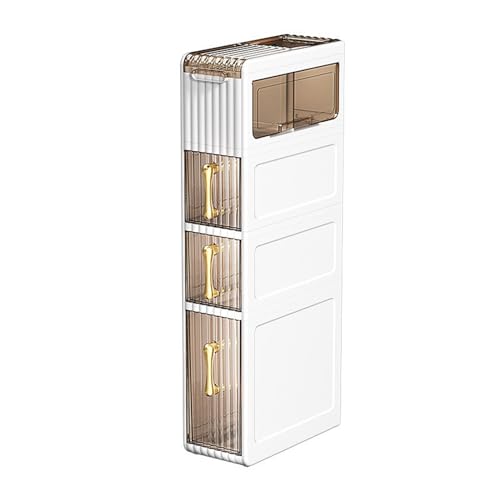 2-Tier Narrow Tall Bathroom Floor Storage Cabinet with Clear Drawers O9670