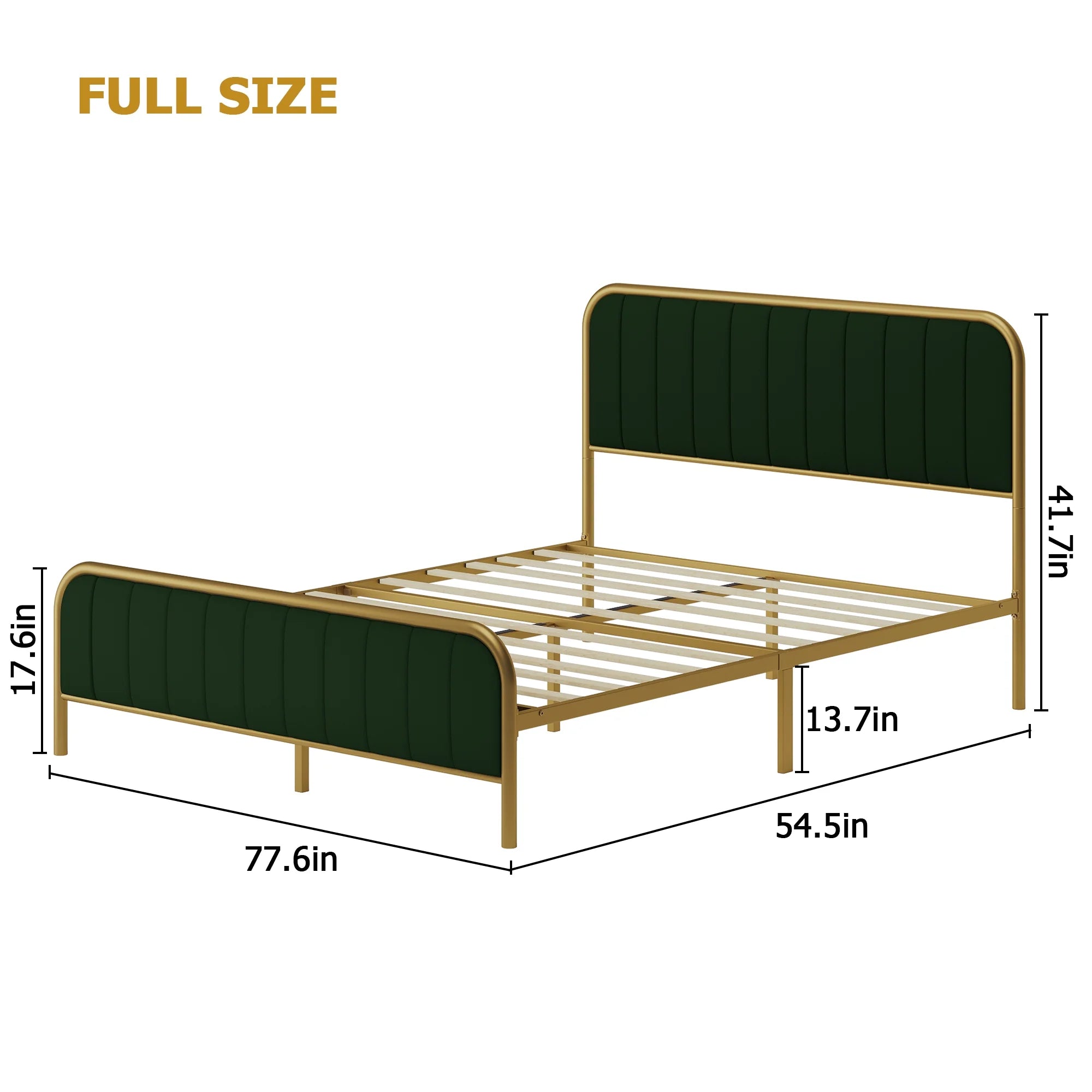 Green Full Size Upholstered Platform Bed Frame with Button Tufted Headboard C63788