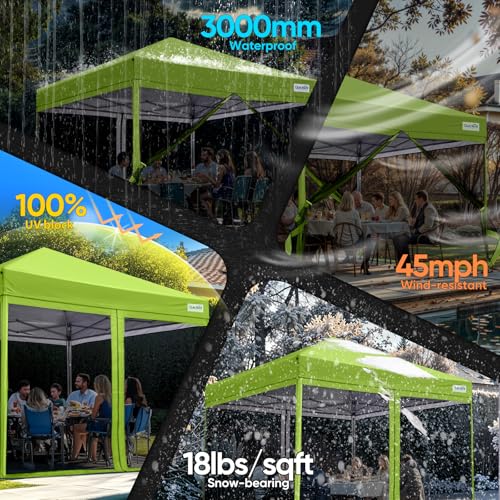 6.6'x6.6' Pop up Screened Canopy Tent with Mosquito Netting and Wheeled Carry Bag S2711