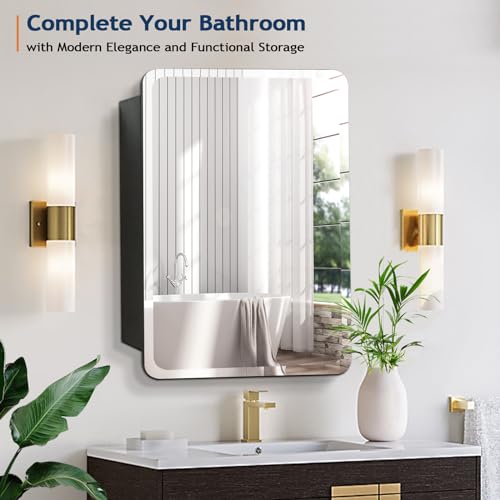 Frameless Beveled Medicine Cabinet Mirror with Storage K590