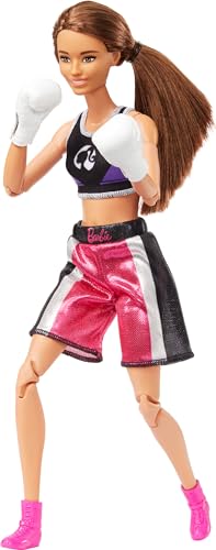Barbie Careers Fashion Doll & Accessories, Made to Move Brunette Boxer with Boxing Gloves K77611