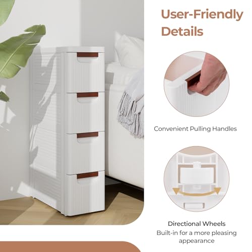 6 Drawers Narrow Plastic Rolling Utility Cart M7568