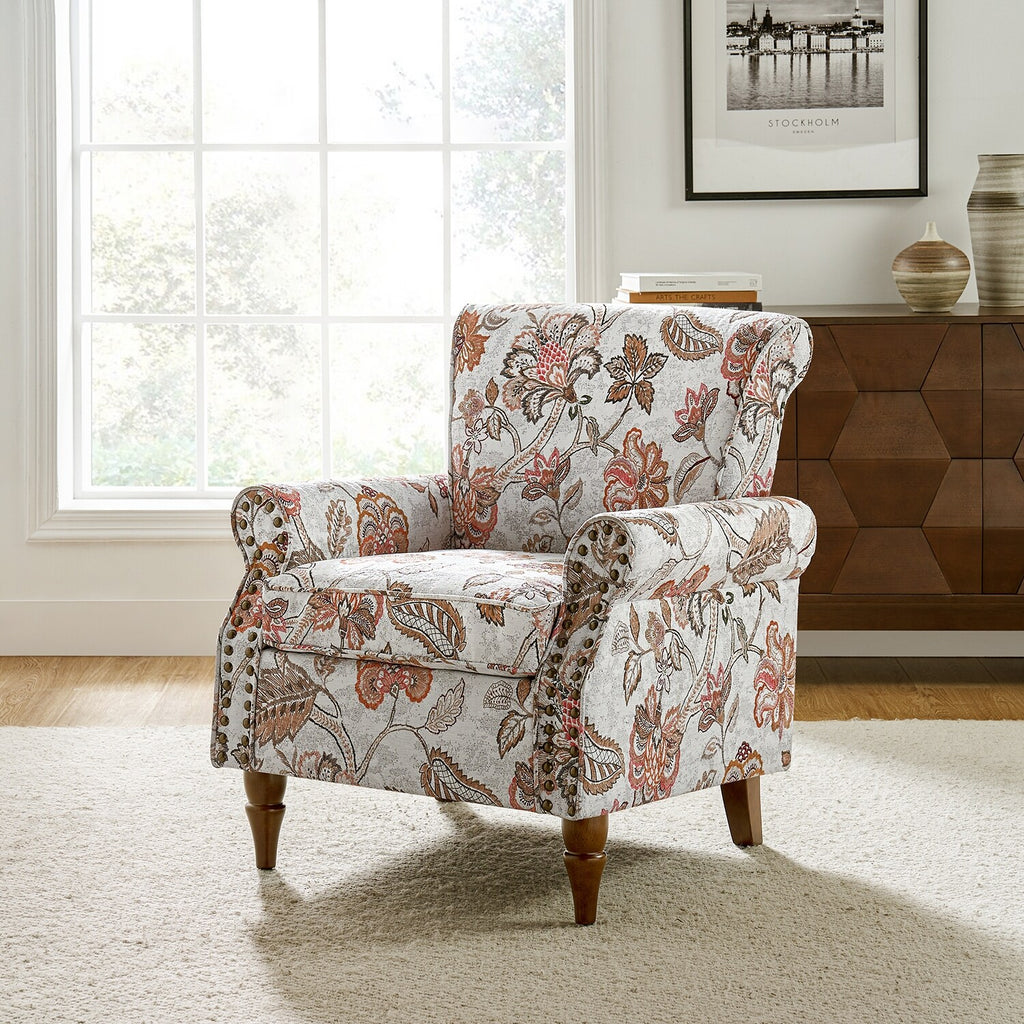 Pink Floral Accent Armchair C872